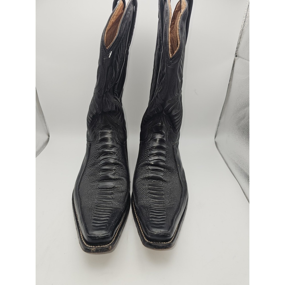 Rancho Black Leather Western Boots with Textured/Embossed Detail Sz 29/11 EE